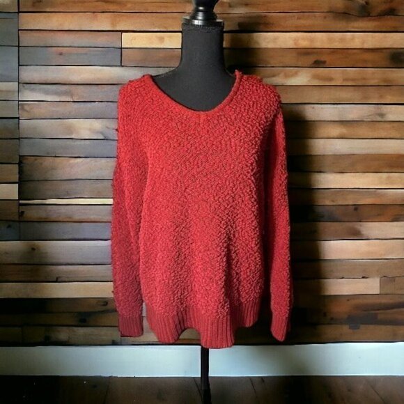 Impressions Burgundy Hooded Popcorn Knit Tunic, Women’s Size S/M - Picture 2 of 11